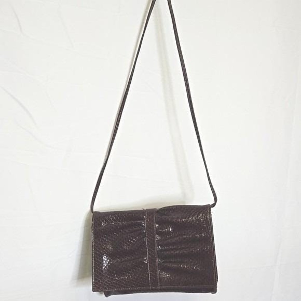 Mary Ann Rosenfeld Snakeskin Envelope Clutch/Shoulder Bag, Red/Burgundy Vintage